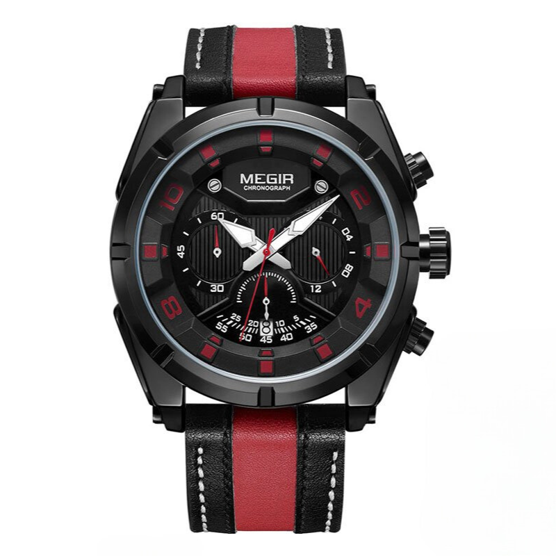 Luxury Leather Military Sport Chronograph Watch