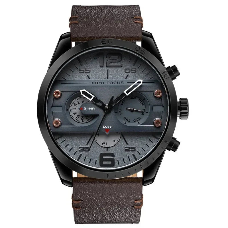 Luxury Leather Band Quartz Chronograph Waterproof Sports Watch