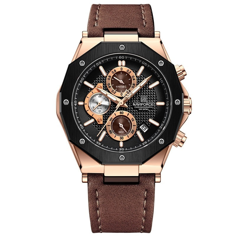 Fashion Leather Band Chronograph Watches