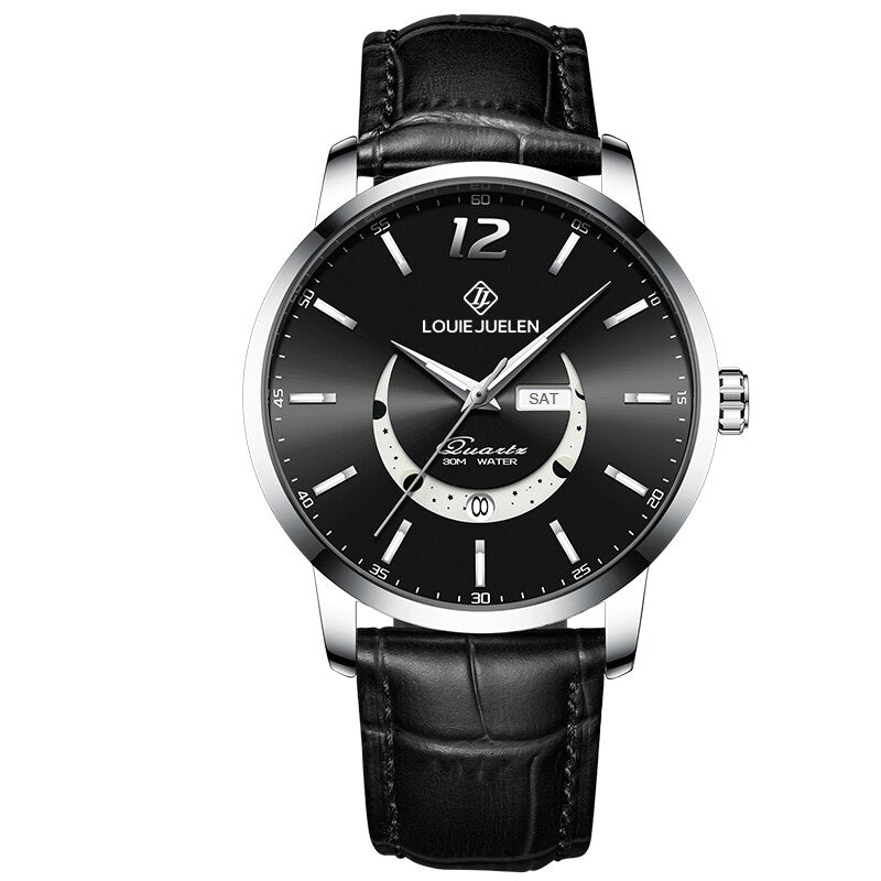 Elegant Moonphase Watch with Luminous Calendar Week